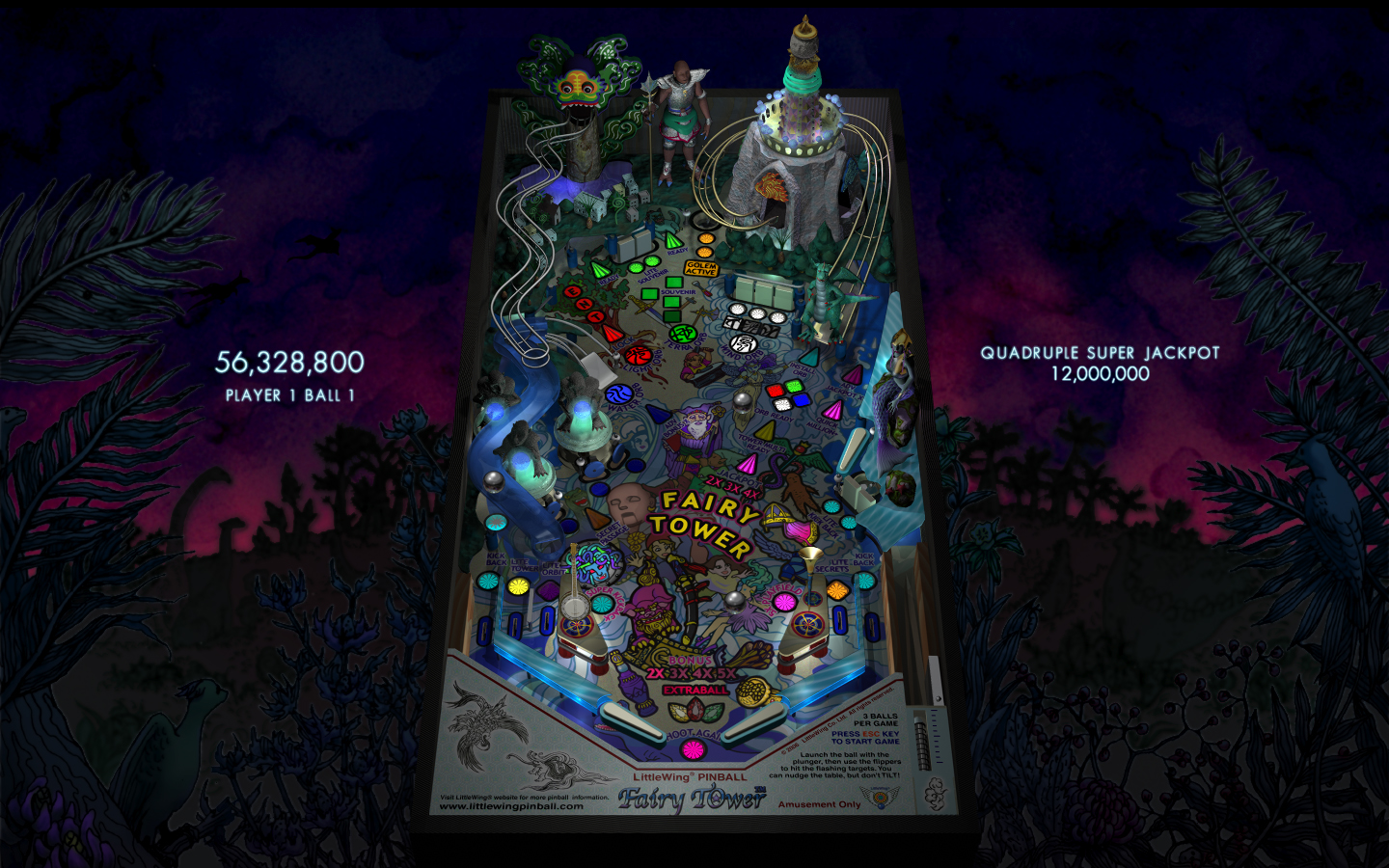 littleWing pinball fairy tower game screen