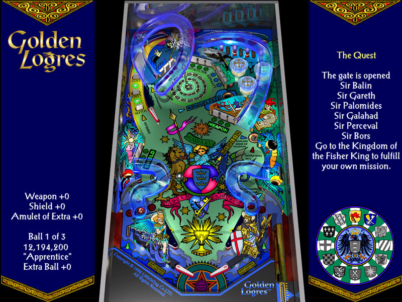 littleWing pinball golden logres game screen - Camelot table