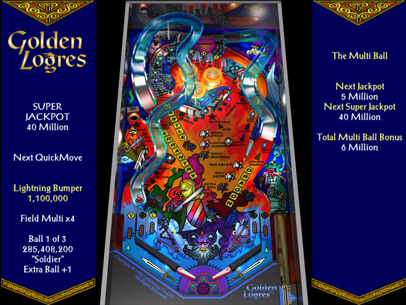 littleWing pinball golden logres game screen - Land's End table
