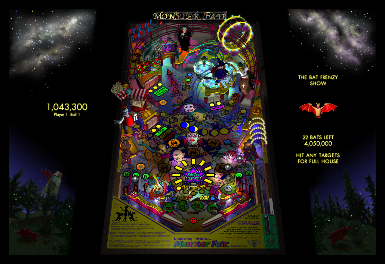 littleWing pinball monster fair game screen